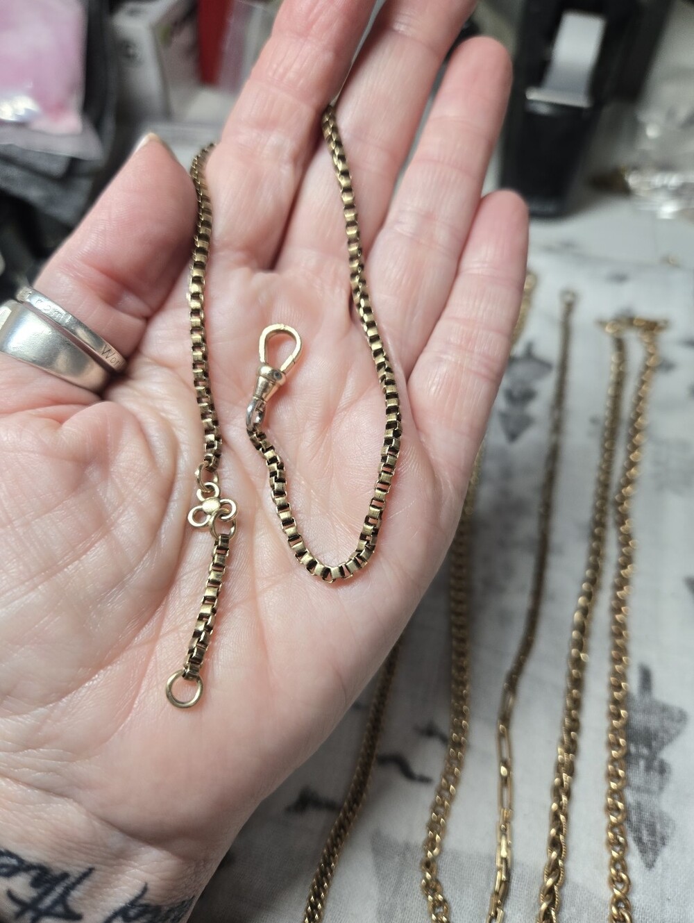 Victorian Gold Filled Watch Chain.  Sterling Silver Dog Clasp